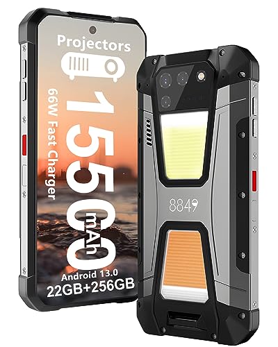 8849 Tank 2, teléfono inteligente resistente desbloqueado 4G con proyector láser, teléfono inteligente para exteriores resistente al agua IP68 con 22 GB 256 GB, cámara de 108 MP, Android 13, FHD de 6,79 pulgadas, batería de 15500 mAh, cargador rápido.