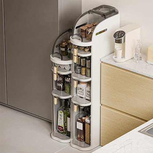 PRODUCTO 251 WEAFIEO Gabinete de almacenamiento de plástico para baño, 7.09 ″ de ancho, espacio estrecho y delgado, organizador de piso, unidad lateral, soporte de papel higiénico impermeable con cajones y asa para lavandería de cocina pequeña, 3 niveles