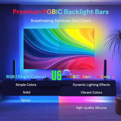 PRODUCTO 103 Retroiluminación LED para TV que se sincroniza con televisores de 50 a 65 pulgadas, tira de luz LED RGB1C de 16.4 pies detrás del televisor, retroiluminación de TV con cámara, funciona con control de aplicaciones, con sincronización de música