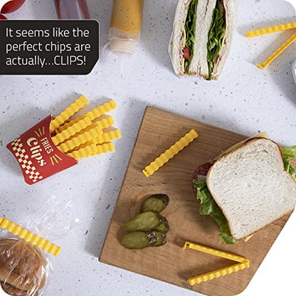 Clips para papas fritas: 12 lindos clips para bolsas con forma de papas fritas para sellar paquetes de alimentos abiertos | Divertidos clips para bolsas de comida en una caja magnética para tenerlos siempre a mano | Lindos accesorios de cocina