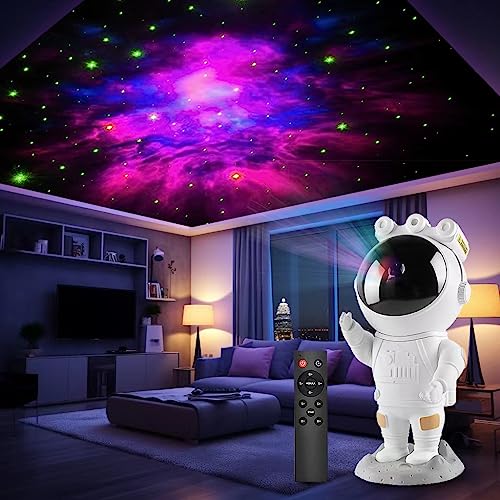 Astronaut Star Space Proyector Galaxy Night Light - Lámpara de proyección de techo de nebulosa estrellada con temporizador, control remoto y ajustable 360°, estética de decoración de dormitorio, regalos para niños y adultos