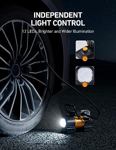 PROCUCTO 65 AstroAI Inflador de neumáticos Compresor de aire portátil (hasta 150 PSI) Bomba de neumáticos para coche Bomba de aire digital de 12 V CC con 12 LED Luz superbrillante para bicicletas, motocicletas, accesorios para automóviles