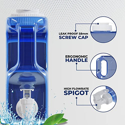 Botella dispensadora de agua para refrigerador de 1,1 galones con grifo, espiga y tapón de rosca de 58 mm, plástico libre de BPA a prueba de fugas