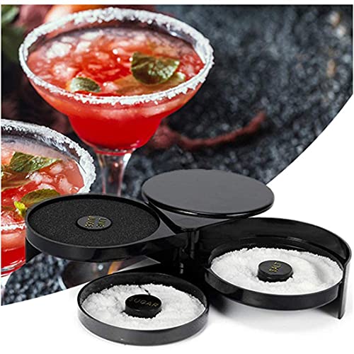 1 paquete de bordeador de vidrio de barra de 3 niveles para Margarita y cóctel, herramienta de barman, contenedor de especias para caja de sal