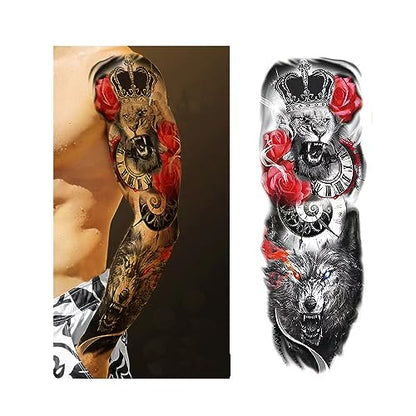 Betytattoo tatuaje temporal, tatuajes temporales para hombres - Tatuajes Temporales Impermeables de Brazo Completo pegatinas 4 Hojas y Medio Brazo Hombro Tatuaje Falso 10 Hojas - Tatuajes Temporales Adulto BETY5