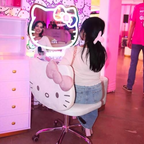 PRODUCTO 24 Impressions Vanity Hello Kitty Espejo de pared con Wi-Fi, espejo de tocador de maquillaje inteligente sensible al tacto con controlador de aplicación y tira de luz LED que cambia de color