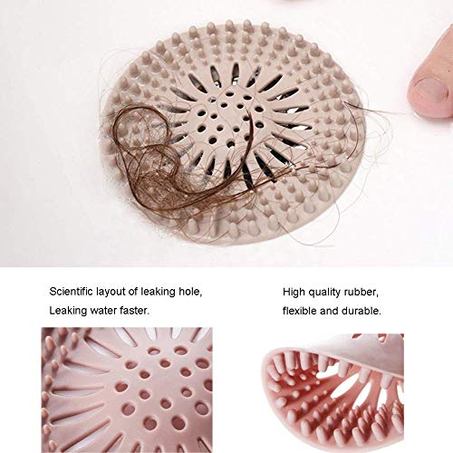 Hair Catcher Durable Silicone Hair Stopper Shower Drain Covers Easy to Install and Clean Suit for Bathroom Bathtub and Kitchen, Pack of 5