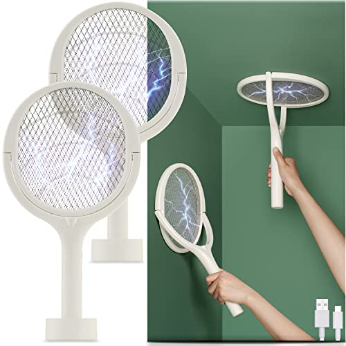 Paquete de 2 matamoscas eléctrico recargable con cabezal giratorio, raqueta matamoscas eléctrica, raqueta exterminador de insectos, exterminador de mosquitos, insectos,moscas , trampa para mosquitos, atrapamoscas