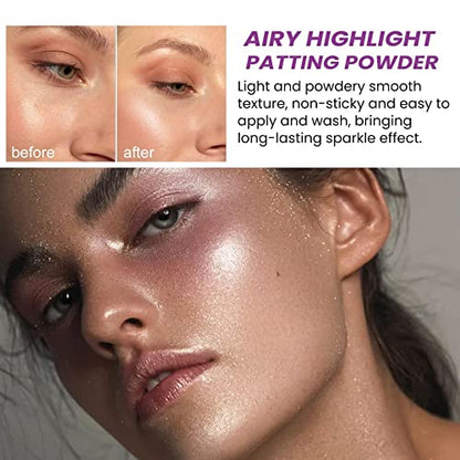 3 PCS Polvo De Hadas, Fairy Highlight Patting Powder Highlighter Body Ilumina el colorete en polvo facial tridimensional natural (3 colores)