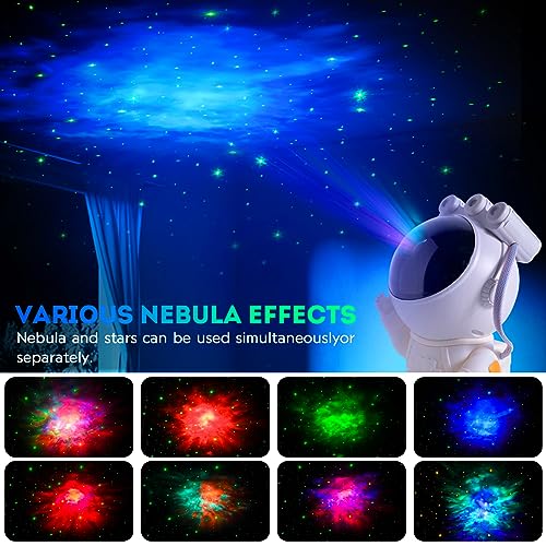 Astronaut Star Space Proyector Galaxy Night Light - Lámpara de proyección de techo de nebulosa estrellada con temporizador, control remoto y ajustable 360°, estética de decoración de dormitorio, regalos para niños y adultos