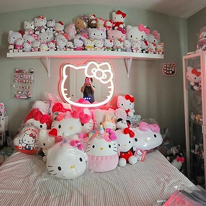 PRODUCTO 24 Impressions Vanity Hello Kitty Espejo de pared con Wi-Fi, espejo de tocador de maquillaje inteligente sensible al tacto con controlador de aplicación y tira de luz LED que cambia de color