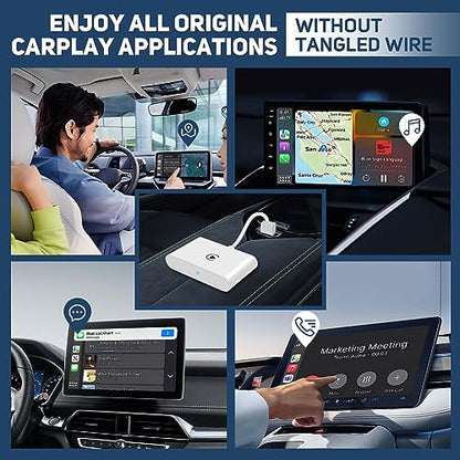 Adaptadorsa inalámbrico, para CarPlay con cable de  Adaptador inalámbrico Apple Carplay Plug & Play con cable a inalámbrico CarPlay Dongle 2023 Actualización baja Adaptador inalámbrico WOLIOS Carplay para CarPlay Apple Carplay