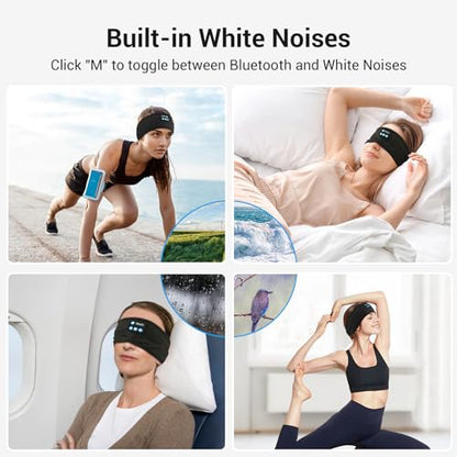 Yontune - Auriculares inalámbricos con Bluetooth para dormir, diadema deportiva con ruido blanco y altavoces HD ultrafinos para dormir, entrenamiento, insomnio, meditación, grandes regalos tecnológicos (negro)