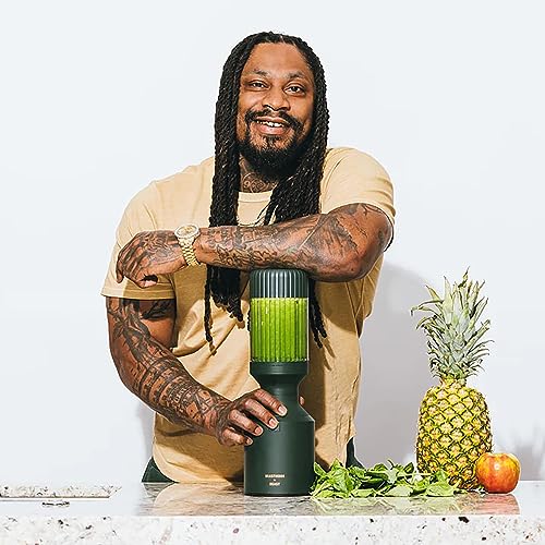 Modo Bestia de Beast Health Blender | Salud de las bestias x Marshawn Lynch | Blend Smoothies y batidos, botella de acero inoxidable, 1200 W (verde bosque)