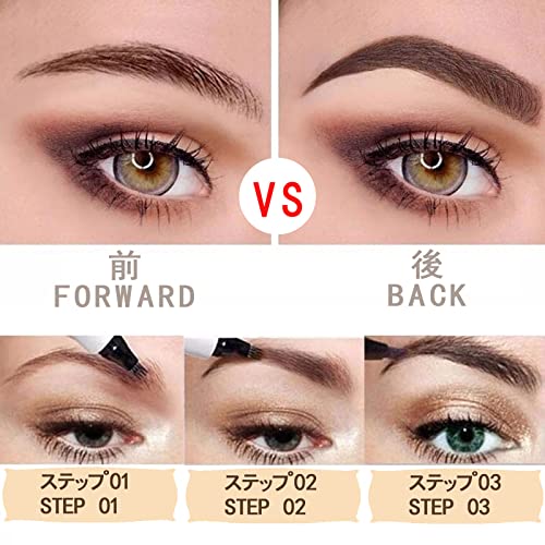 subaoqi 5 PCS Lápiz Microblading para Cejas Pincel para Lápiz de Cejas, Marrón Claro y Oscuro Gris Rojizo Negro Mágico Preciso Impermeable 4 Puntas Tattoo Studio Brow Pen