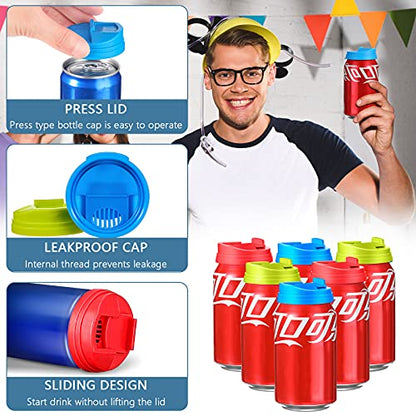 6 Piezas Tapas para Latas de Cerveza Cubiertas para Latas de Bebidas Tapas para Tapas de Latas de Bebidas a Prueba de Fugas Tapas de Latas Reutilizables para Bebidas Accesorios Interiores y Exteriores (Rojo Azul Amarillo)