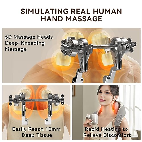 SORELAX Mini Masajeador de Cuello Shiatsu, Masajeador de Hombro y Cuello con Calor para Aliviar el Dolor de Tejido Profundo, Cuello, Espalda, Hombro, Pierna, Masajeador de Amasamiento Eléctrico, Regalos Perfectos para Hombres, Mujeres, Papá, Mamá