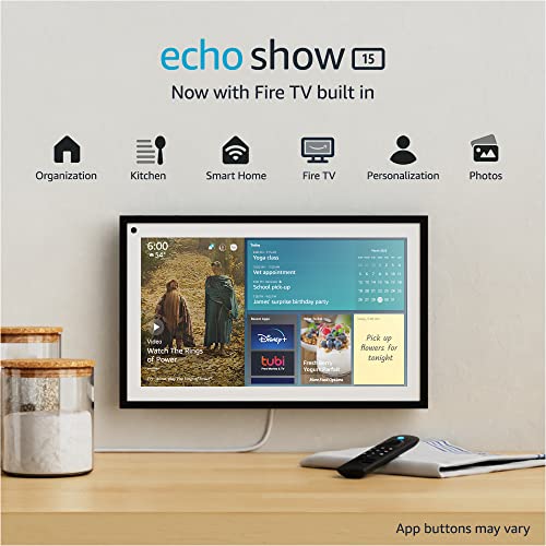 Espectáculo de eco 15 | Pantalla inteligente Full HD de 15,6" con Alexa y Fire TV integrados | Control remoto incluido