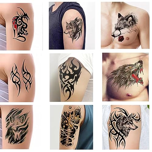 Betytattoo tatuaje temporal, tatuajes temporales para hombres - Tatuajes Temporales Impermeables de Brazo Completo pegatinas 4 Hojas y Medio Brazo Hombro Tatuaje Falso 10 Hojas - Tatuajes Temporales Adulto BETY5