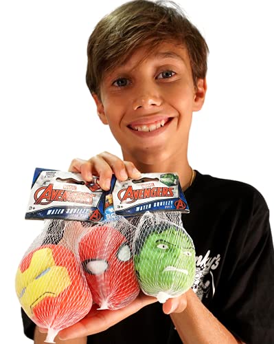 JA-RU Marvel Avengers & Spiderman Bola para apretar llena de agua (3 bolas) Squishy Super Hero Fidget Ball para niños y adultos. Bolas antiestrés para aliviar el estrés. Terapia sensorial calmante juguetes para el TDAH. ABC-6808-3