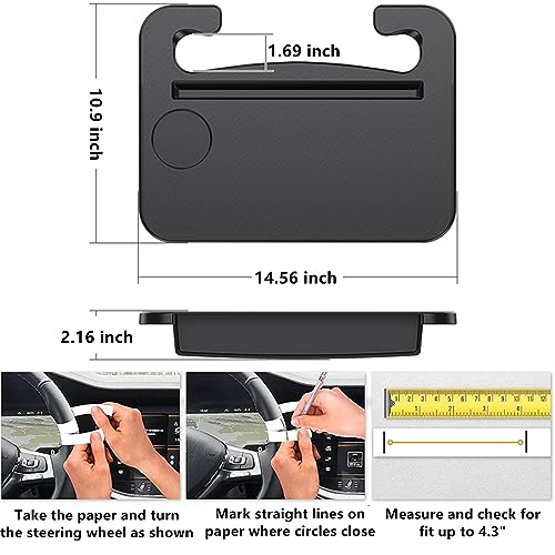 HZGAMER 2 in 1 Car Steering Wheel Tray/Car Seat Gap Filler Organizer, Car Steering Wheel Desk for Laptop Eating Working, Car Organizer Front Seat for Holding Phone, Sunglasses, Money, Cards, Keys