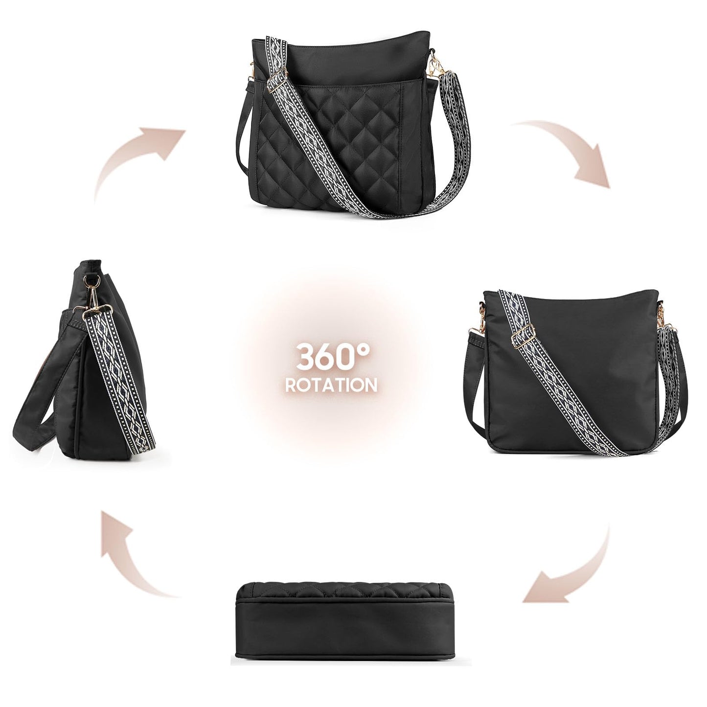 PRODUCTO 571 BBCREAT Bolsos de Hombro para Mujer, Bolsos de Diseño de Moda con Monedero de Embrague Bolso Tejido Hecho a Mano con Cierre de Cremallera para Mujer