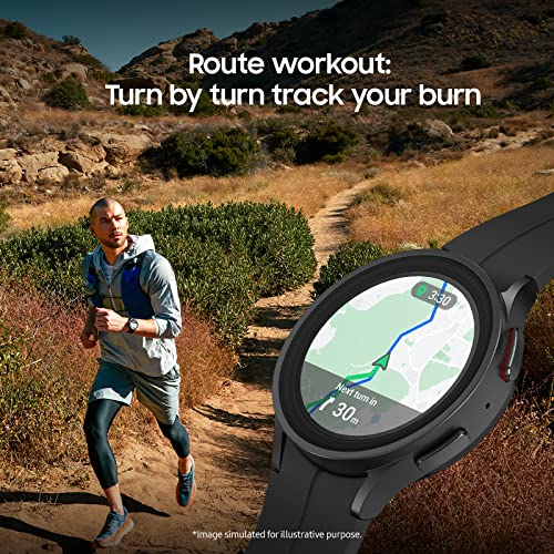 SAMSUNG Galaxy Watch 5 Pro 45mm Reloj Inteligente Bluetooth, Cuerpo, Salud, Fitness, Sueño, Rastreador de Ritmo Cardíaco, Batería Mejorada, Cristal de Zafiro, Seguimiento de Ruta GPS, Marco de Titanio, Versión EE. UU., Negro