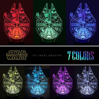 Manco 3 Patrón 16 Colores 3D Star Wars Luz Nocturna Star Wars Lámpara 3D Regalos de Cumpleaños para Fanáticos de Star Wars