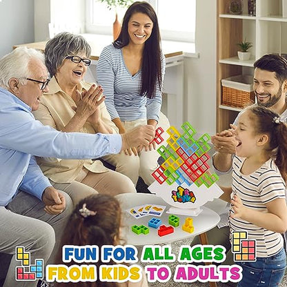 WOWNOVA 48PCS Tetra Tower, divertido juego de mesa de bloques de construcción apilables para niños, adultos, amigos, equipo, aula, dormitorio, noche de juegos familiares y fiestas