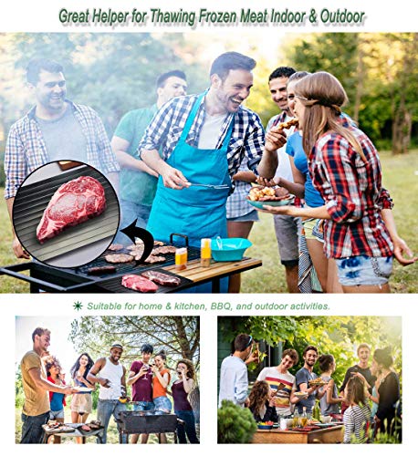 Bandeja de descongelación para alimentos congelados con garras de carne | Bandeja grande de descongelación rápida de 14" x 8" | Tablero descongelador natural rápido y mágico | Goma en las esquinas | Placa descongeladora rápida Miracle| Negro