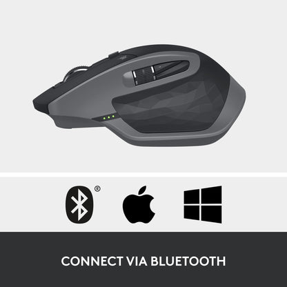 PRODUCTO 102 Ratón inalámbrico Logitech MX Master 2S: uso en cualquier superficie, desplazamiento hiperrápido, forma ergonómica, recargable, control de hasta 3 computadoras Apple Mac y Windows, grafito (descontinuado por el fabricante)