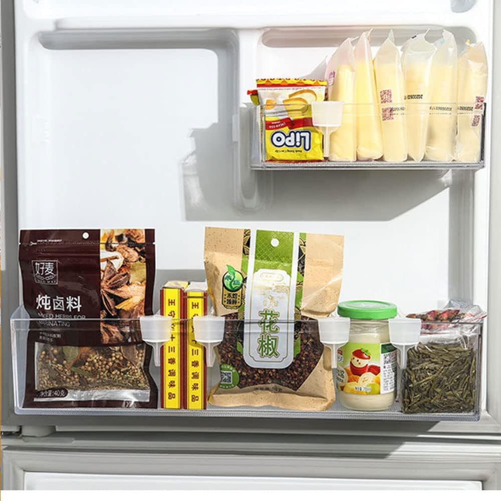 PRODUCTO 316 Organizador de divisores de refrigerador de plástico, caja de almacenamiento ajustable a presión, separador de rejilla de despensa para refrigerador, separadores de espacio a presión para puerta de refrigerador, dispositivo de almacenamiento