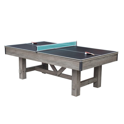 PRODUCTO 449 Hathaway Logan Juego combinado de mesa de billar con bancos de 7 pies - Gris rústico con fieltro azul, Barnwood