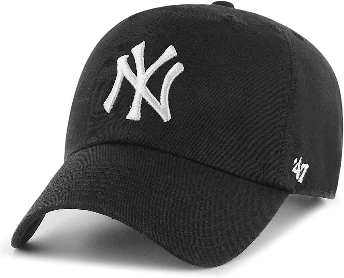 PRODUCTO 548 47 MLB Gorra ajustable Clean Up en blanco y negro, talla única para adulto (New York Yankees negro)