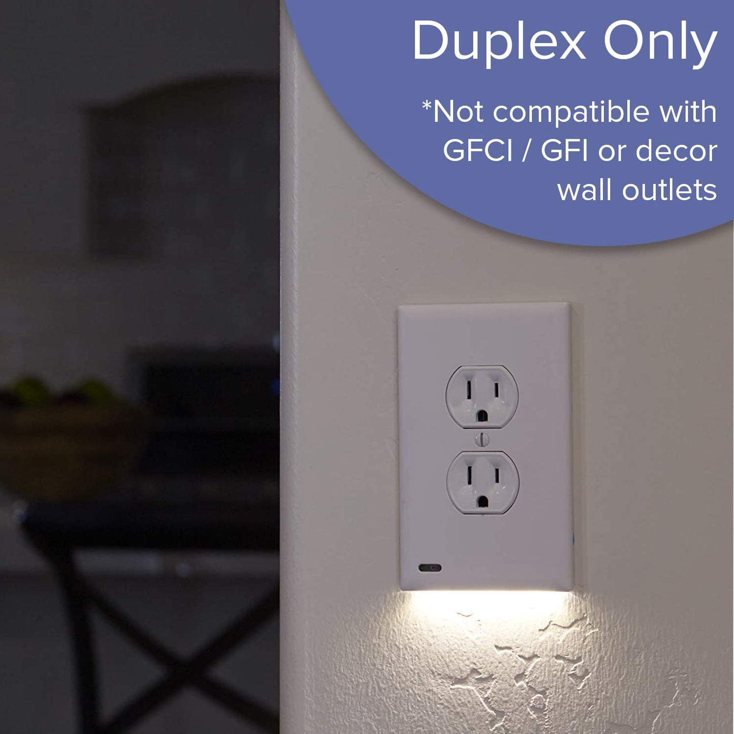 PRODUCTO 186 Paquete de 2 – SnapPower GuideLight 2 [para tomacorrientes dúplex] – Reemplaza la luz nocturna enchufable – Placa de pared de receptáculo eléctrico con luces nocturnas LED – Sensor de encendido/apagado automático – Blanco