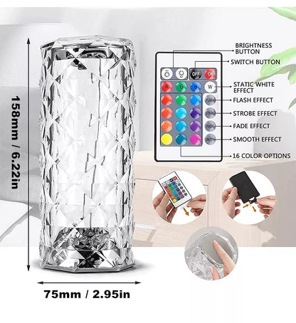 PRODUCTO 179 Lámpara de mesa Lámpara inteligente decorativa acrílica recargable RGB de cristal, lámpara cambiante RGB de 16 colores, carga USB, lámpara de cristal