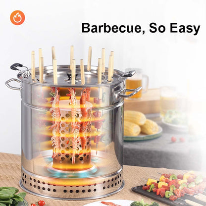 PRODUCTO 534 INLETTER Parrilla portátil Vertical de carbón para Ahumar, Parrilla de Barril para Acampar en Interiores y Exteriores, Barbacoa de carbón sin Humo, Barbacoa, L