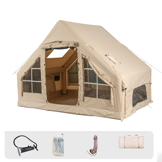 PRODUCTO 141 Tiendas de campaña inflables con bomba, tiendas de campaña Air Glamping, tienda de campaña inflable impermeable y resistente al viento de fácil instalación, tienda de campaña Oxford para las 4 estaciones con ventana de malla y chimenea.