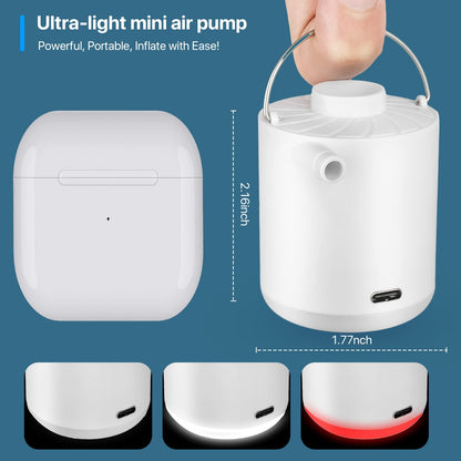 PRODUCTO 202 MUMAPI Mini bomba de aire eléctrica portátil para inflables, anillos de natación, colchonetas para dormir, bolsas de vacío, colchones, fogatas e iluminación exterior