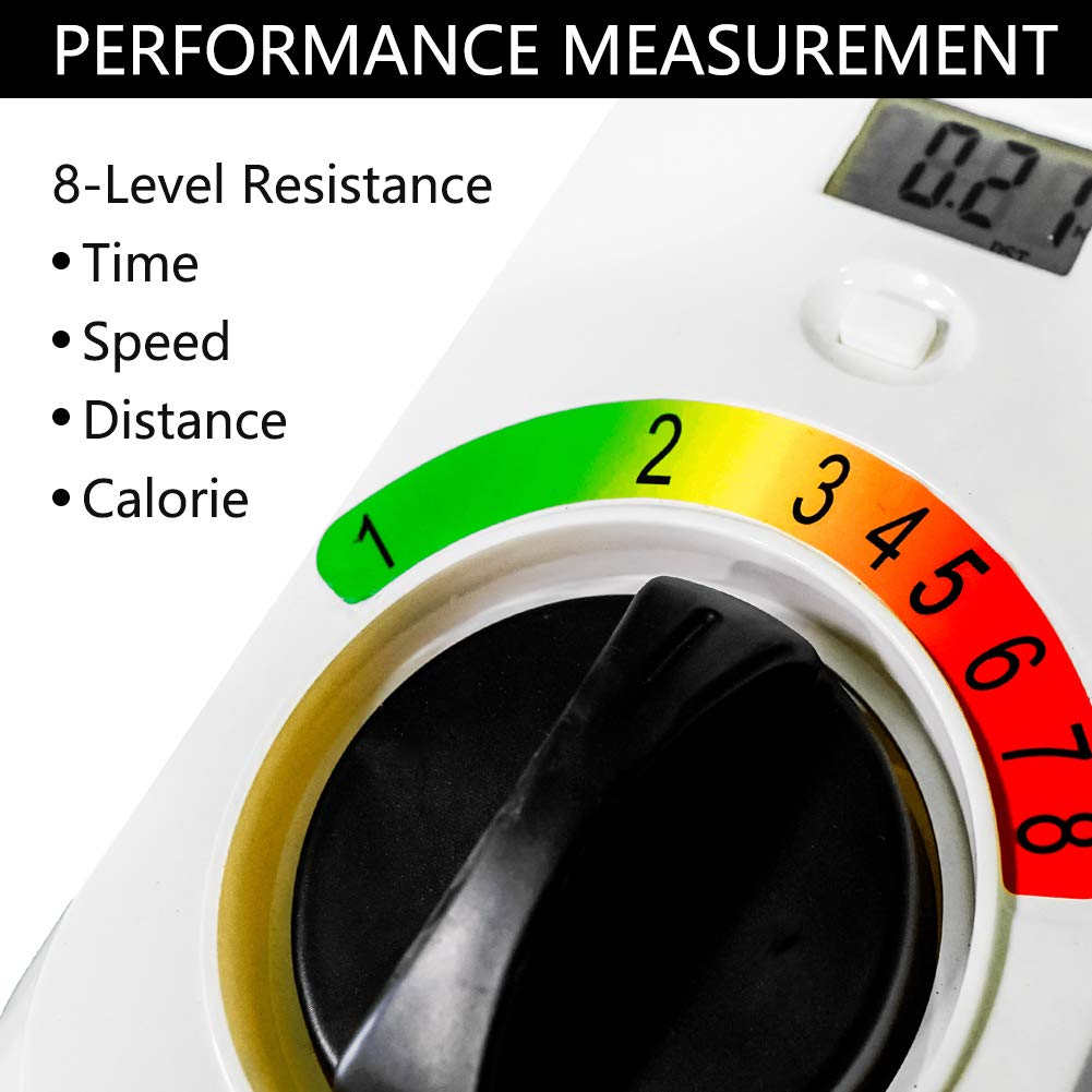 PRODUCTO 447 Escritorio para bicicleta estática con resistencia magnética de 8 niveles, estación de trabajo de escritorio de oficina con escritorio ajustable y asiento de cuero con monitor LCD incorporado, bicicleta para ejercicios en el hogar, máximo 285