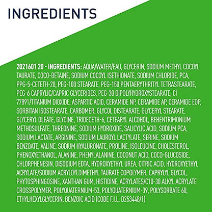 Limpiador hidratante de crema a espuma CeraVe | Desmaquillante hidratante y lavado facial con ácido hialurónico | Sin fragancia, no comedogénico | 19 onzas líquidas