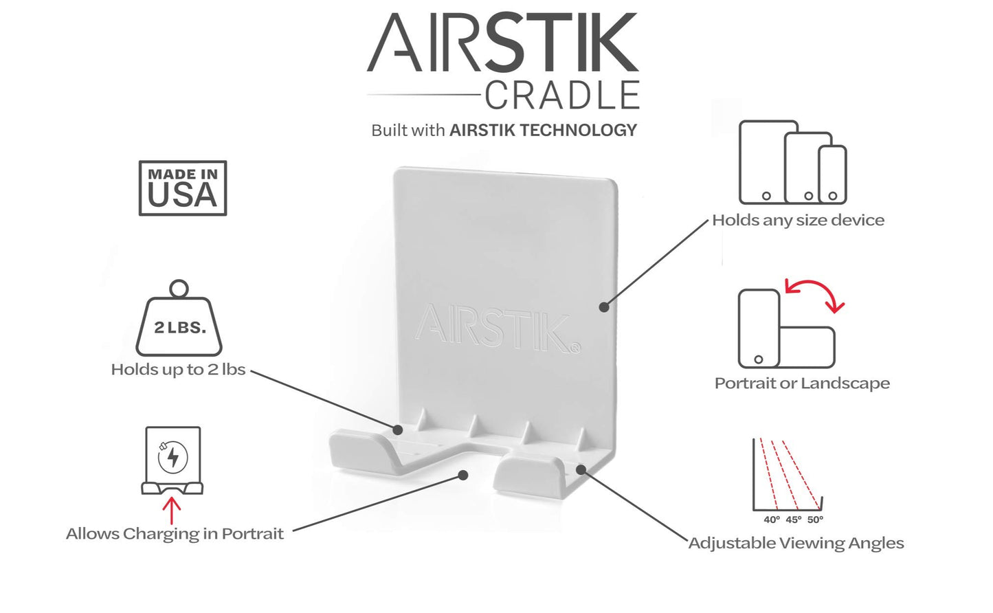 PRODUCTO 349 AIRSTIK Soporte para teléfono con soporte de vidrio reutilizable TikTok Facetime Compatible con iPhone iPad Teléfono celular para baño Cocina Ducha Dormitorio Oficina Hecho en EE. UU. Vidrio, espejos, ventanas (blanco)