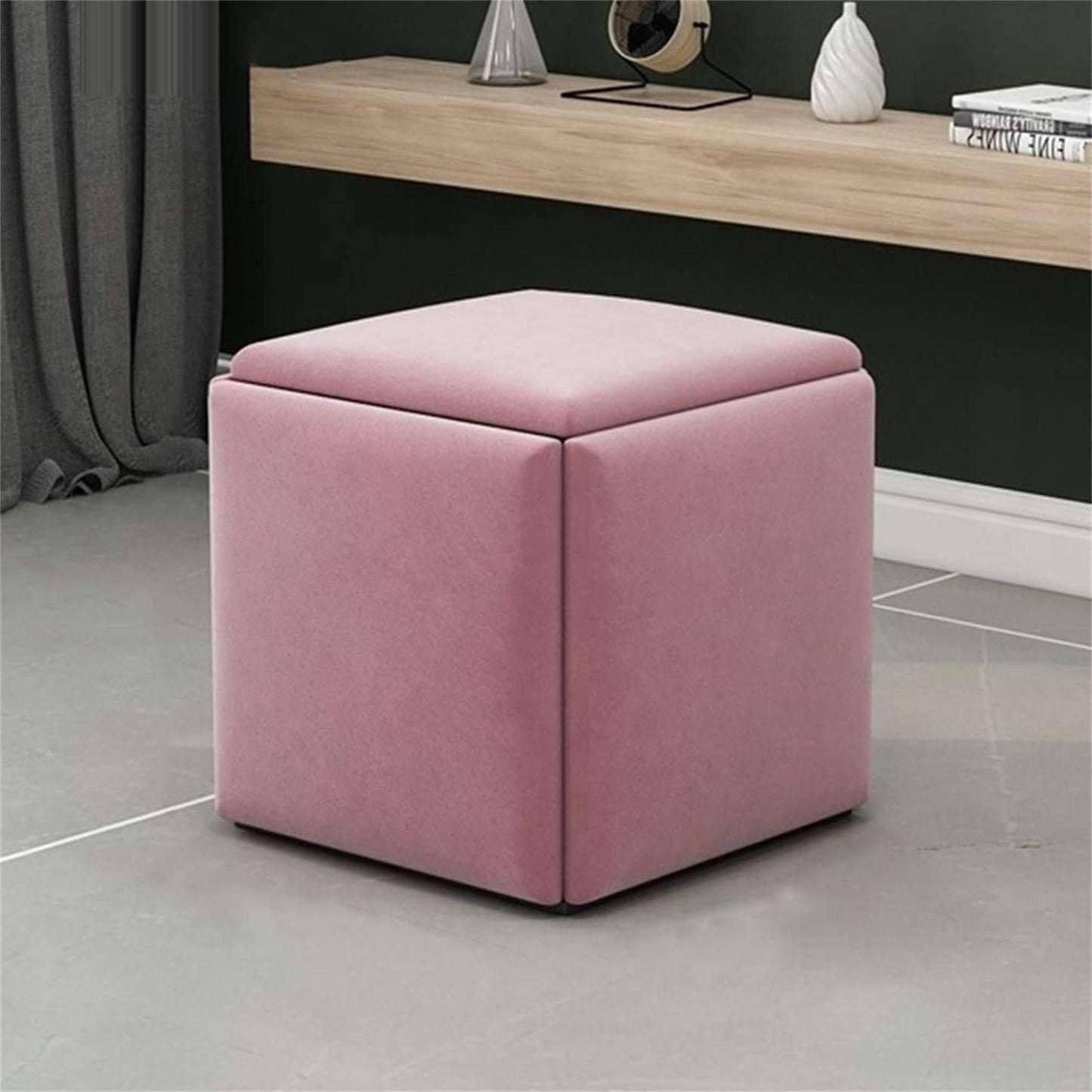 PRODUCTO 365 AMEOBA Apilable Sofá Silla Taburete Combinación 5 En 1 Asientos Cubo Reposapiés, Gamuza Transpirable Reposapiés Otomanos Accesorio para El Hogar Sofá Cubo Creativo, Grande, Rosa