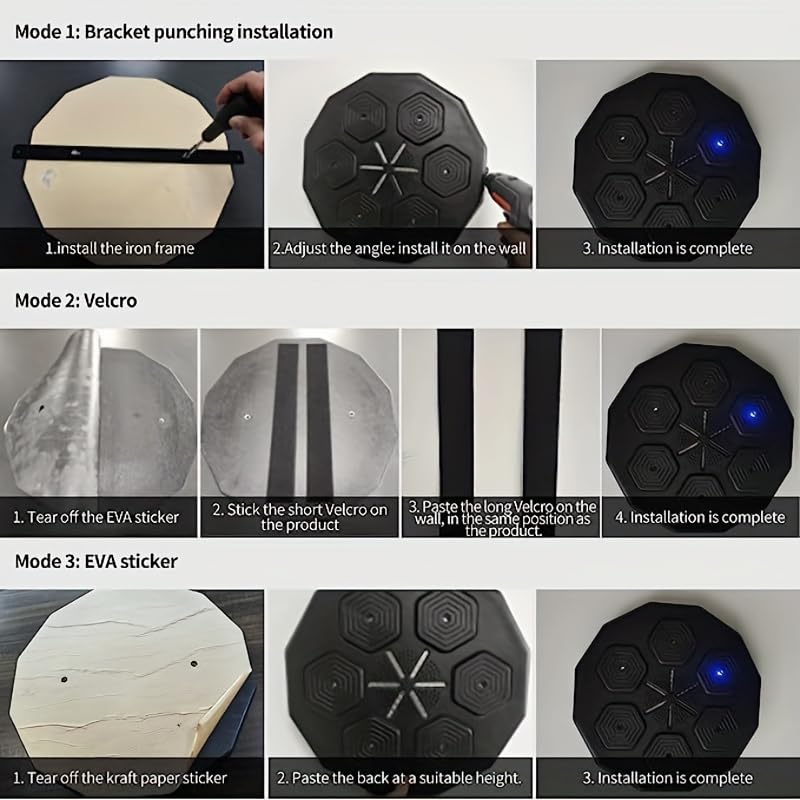 PRODUCTO 32 Máquina de boxeo de música Boxeador de música para montaje en pared para el hogar, máquina de boxeo de música inteligente con Bluetooth, objetivo de pared de reacción de boxeo para niños adultos en el gimnasio en casa