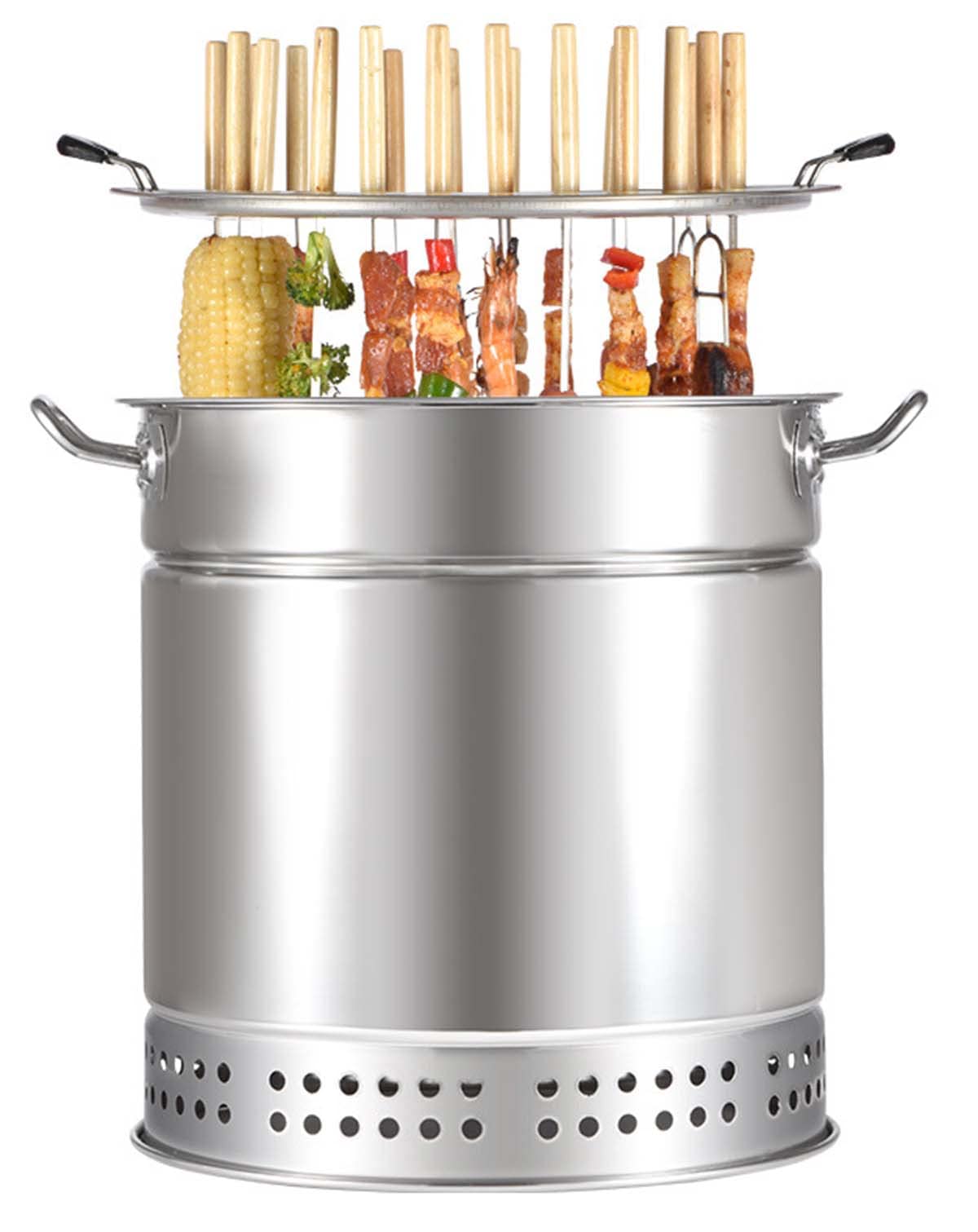 PRODUCTO 534 INLETTER Parrilla portátil Vertical de carbón para Ahumar, Parrilla de Barril para Acampar en Interiores y Exteriores, Barbacoa de carbón sin Humo, Barbacoa, L