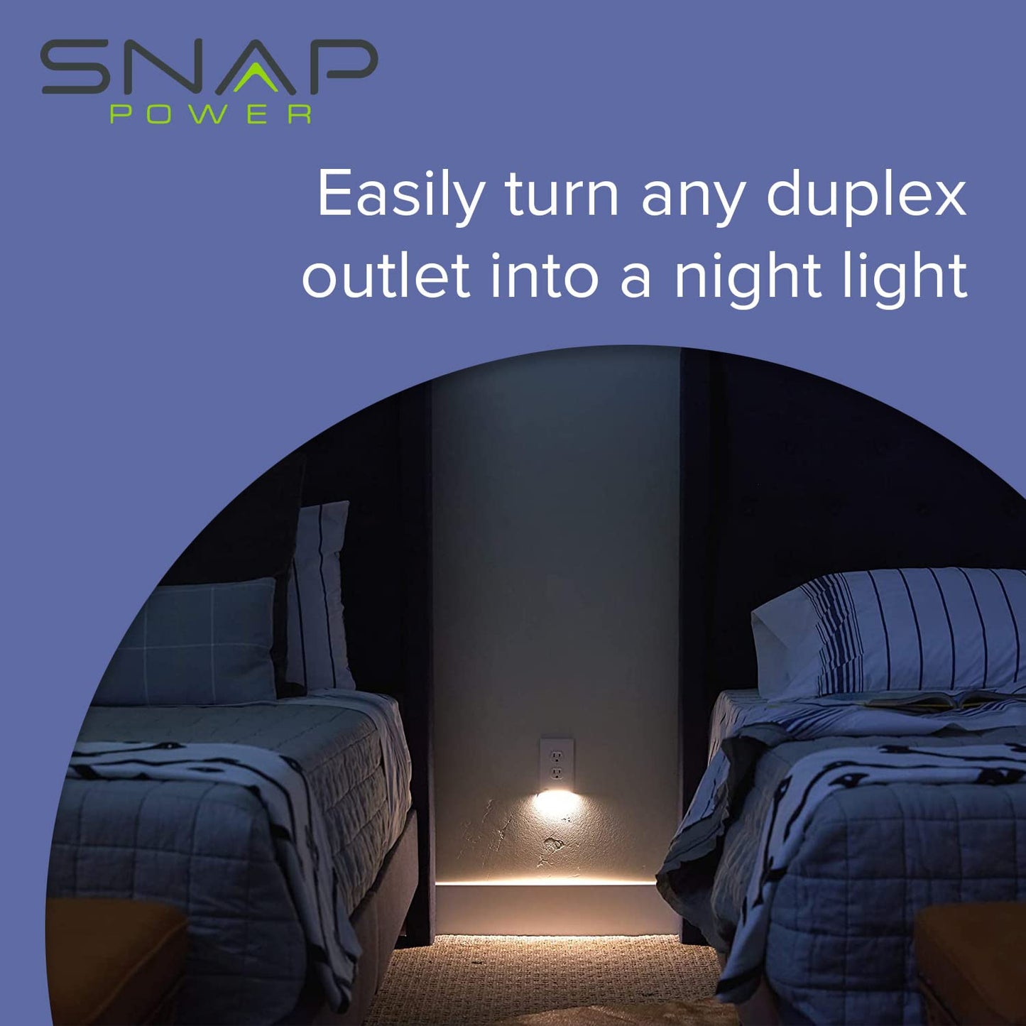 PRODUCTO 186 Paquete de 2 – SnapPower GuideLight 2 [para tomacorrientes dúplex] – Reemplaza la luz nocturna enchufable – Placa de pared de receptáculo eléctrico con luces nocturnas LED – Sensor de encendido/apagado automático – Blanco