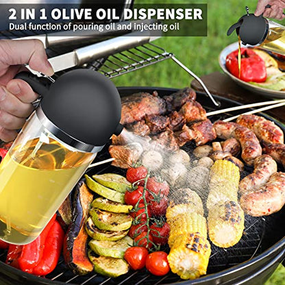 CXINYI Dispensador de aceite de oliva de 17 oz - Dispensador de aceite 2 en 1 y pulverizador de aceite - Botella de aceite de 500 ml con vertedor - Pulverizador de aceite para cocinar, cocina, ensalada, barbacoa Black Pro