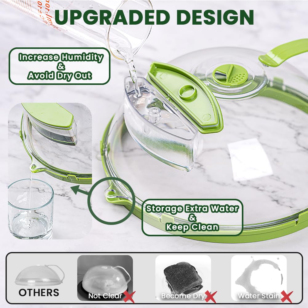 PRODUCTO 598 Cubierta para microondas para alimentos, cubierta transparente para salpicaduras de microondas con vaporizador de agua y asa, cubiertas para platos de 10 pulgadas, utensilios y accesorios de cocina, artículos esenciales para el hogar