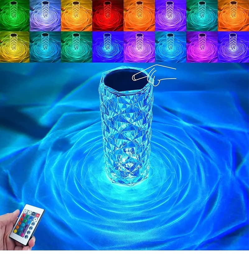 PRODUCTO 179 Lámpara de mesa Lámpara inteligente decorativa acrílica recargable RGB de cristal, lámpara cambiante RGB de 16 colores, carga USB, lámpara de cristal