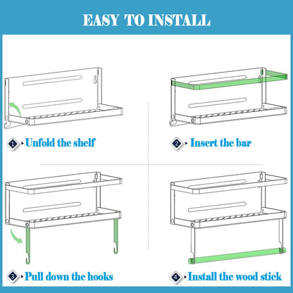 PRODUCTO 484 Soporte magnético para toallas de papel, estante magnético para especias 2 en 1 con ganchos, estante de montaje en pared para refrigerador (negro, con gancho)